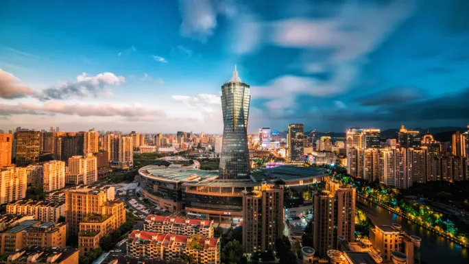 杭州市地标西湖文化广场延时摄影