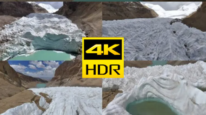 西藏曲登尼玛冰川实地航拍雪山湖泊4K原创