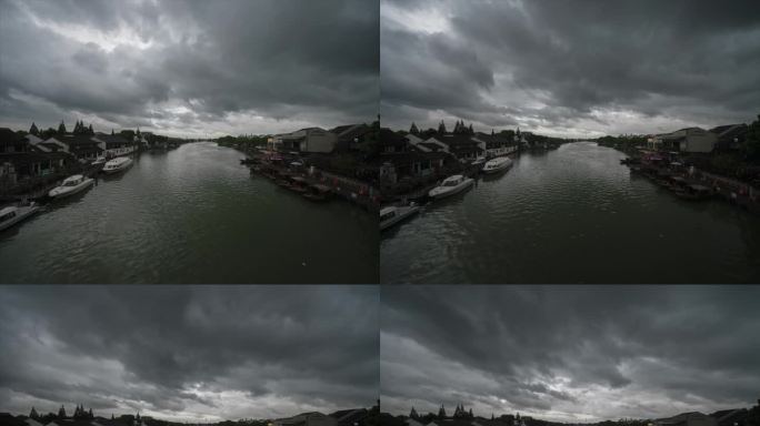 朱家角古镇暴雨前