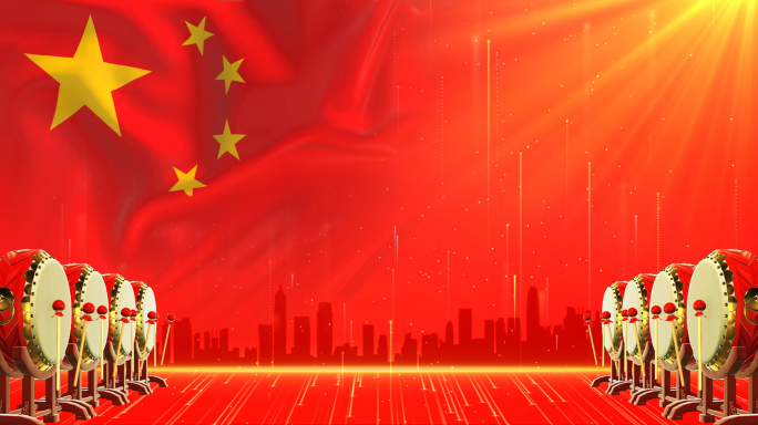 4K大气旗五星打鼓