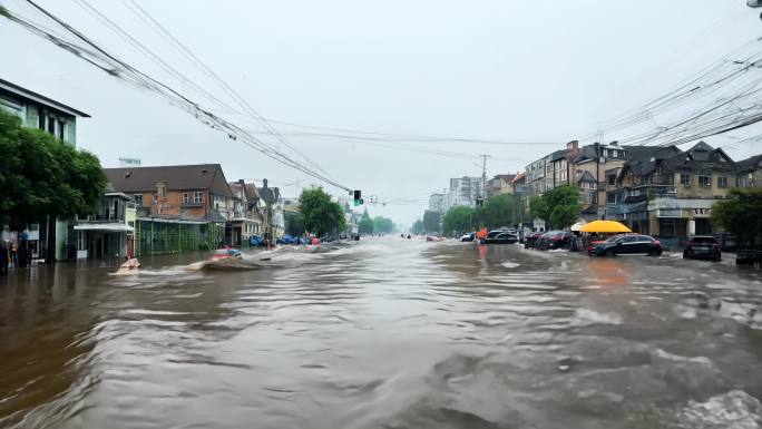 城市洪水 暴雨 自然灾害