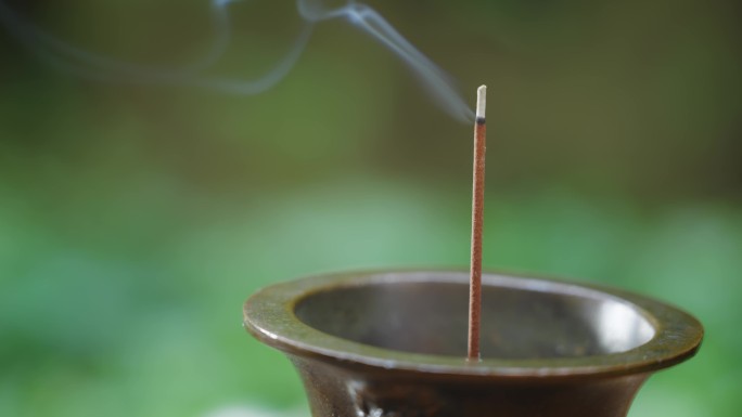 【正版素材】线香铜香炉巧生炉青烟8254
