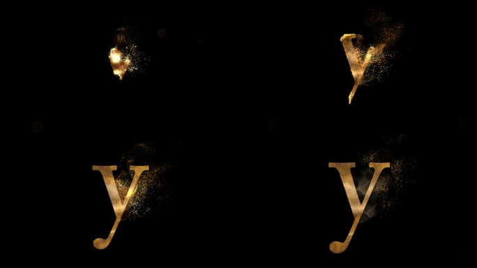 金色字母Y带粒子，字母表，abc, alpha通道