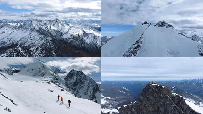 攀登雪山航拍