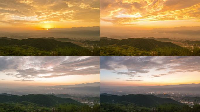 德宏芒市城区大景日落晚霞