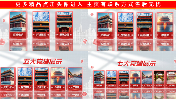 简洁红色党政党建分类图文照片展示