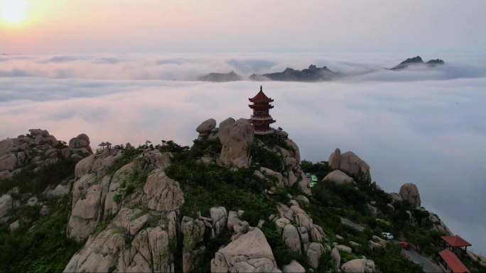 五莲 九仙山 云海 日出 航拍 延时