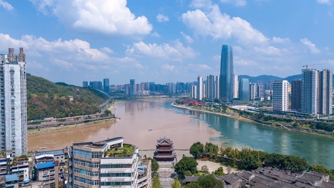 宜宾延时宜宾地标延时宜宾合江门广场延时