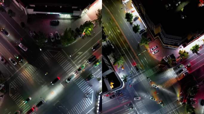 夜晚十字路口延时摄影