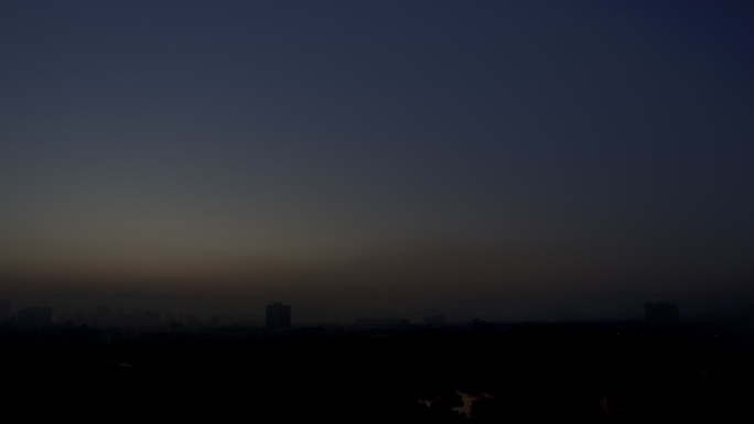 清晨城市日出晨雾延时