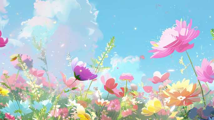唯美手绘花朵花海舞台大屏03