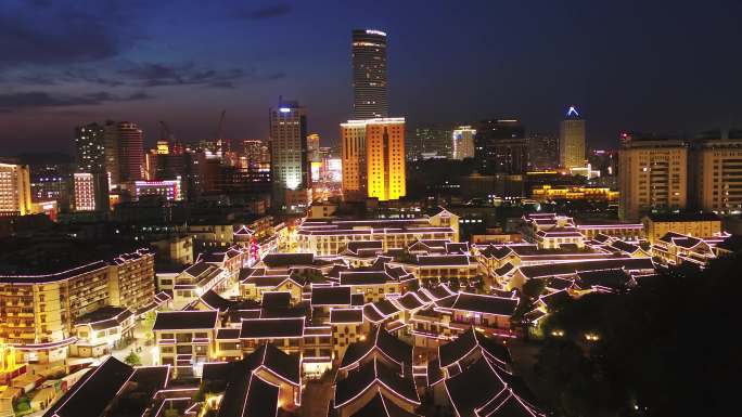 徐州夜景 航拍 苏宁大厦 户部山