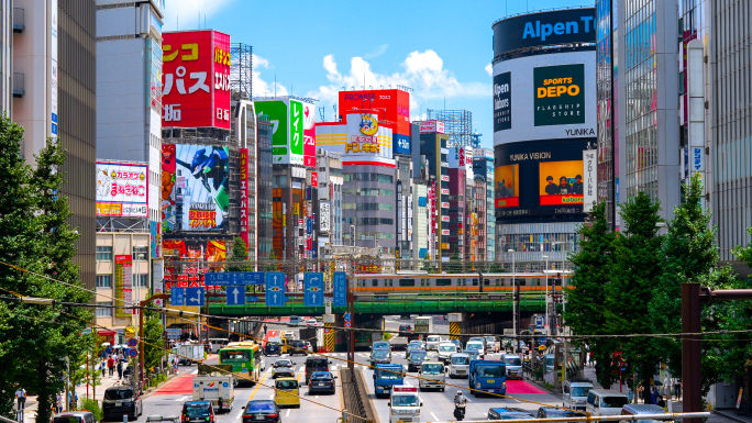 日本东京新宿十字路口繁忙街景4K60P