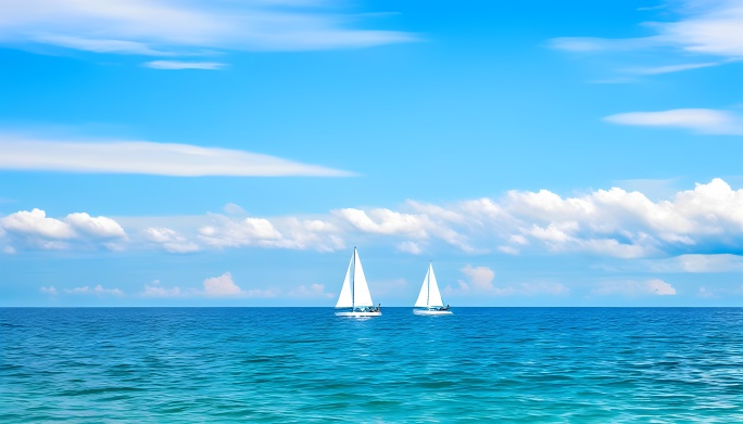 帆船航行海浪航拍乘风破浪