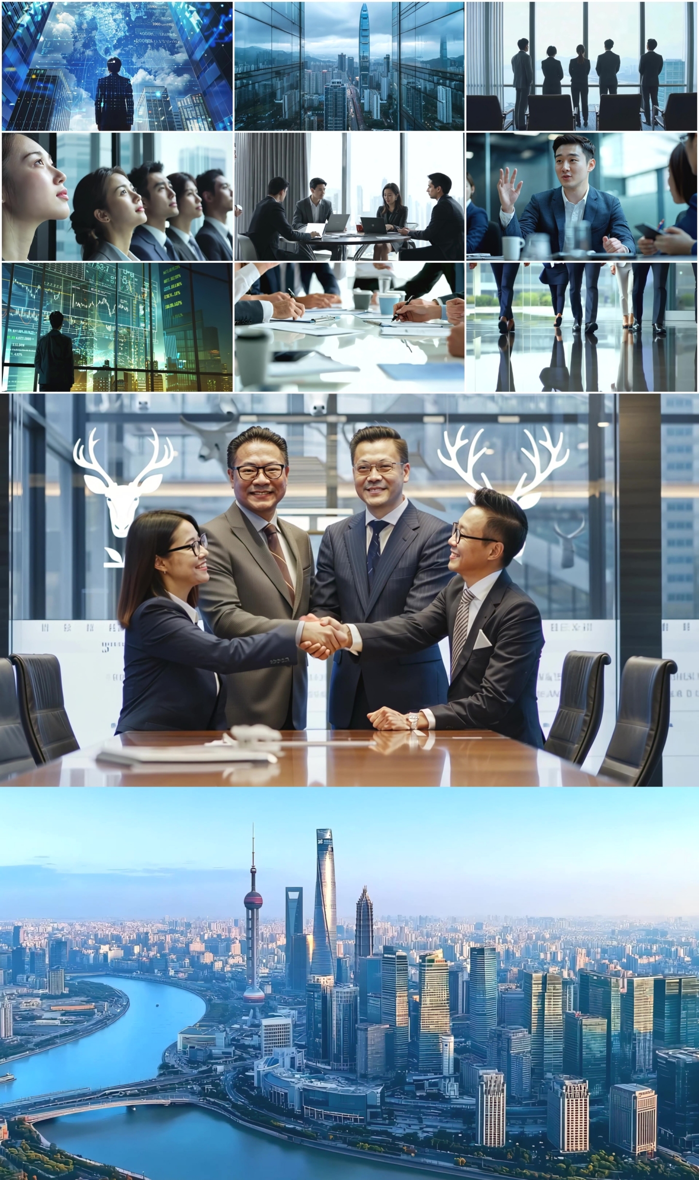 商务合作商务人士商务会议握手商务洽谈签约