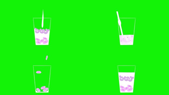 鸡尾酒动画贴纸上的绿色屏幕-手绘饮料动画的海洋或暑假创意设计