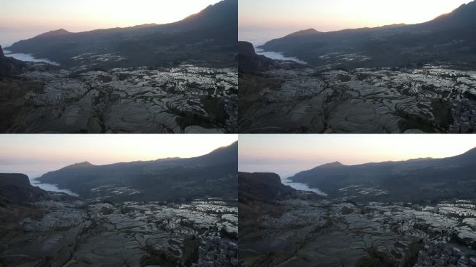 元阳哈尼梯田村落航拍