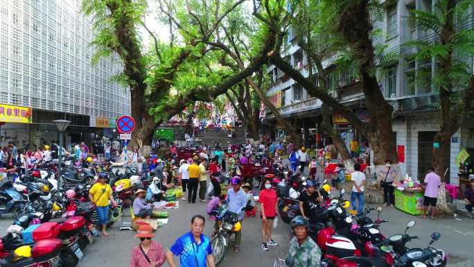 五指山市街边市场航拍视频素材