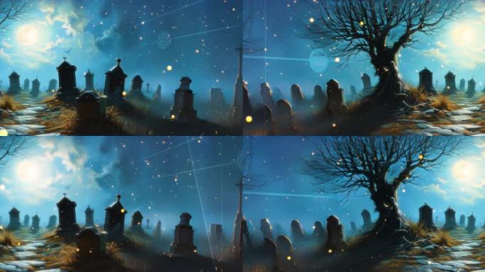 8K月光下的孤坟影影绰绰的鬼影
