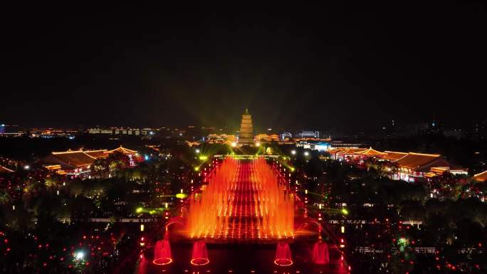 大唐不夜城喷泉4K