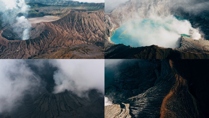 印尼火山景观航拍