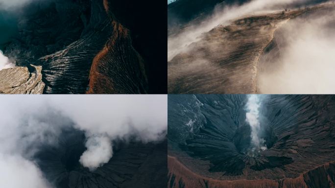 印尼火山景观航拍