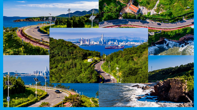 汽车行驶在网红海滨公路4K
