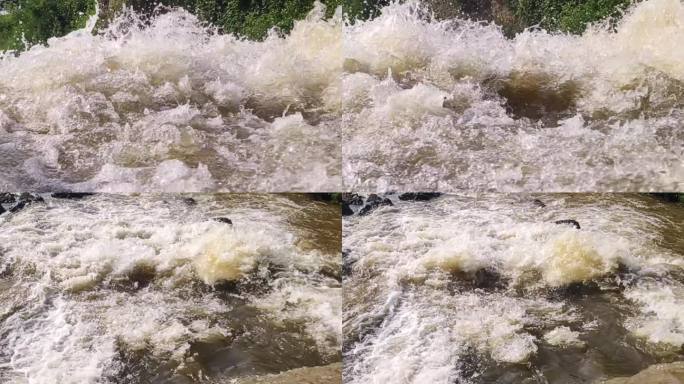 溪水浊水水流水花水浪花水坝放水水闸拦水坝