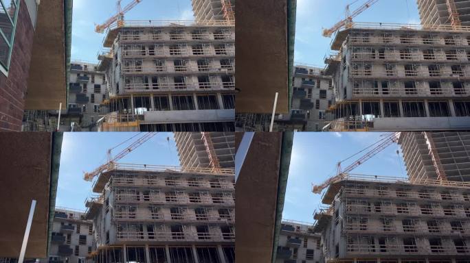 使用模板的现代公寓施工现场
