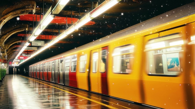 8K荒废地铁站列车空驶而过的回响