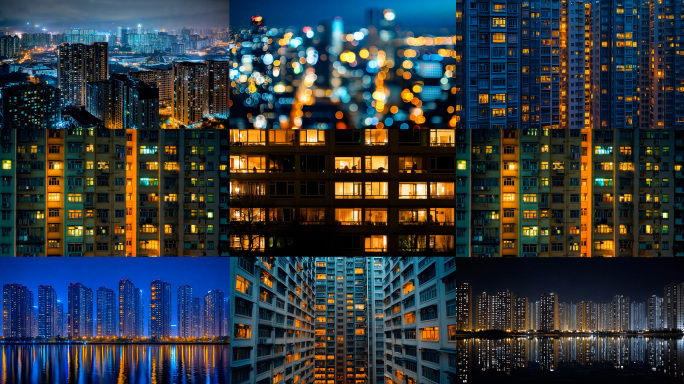 万家灯火 元旦过年小区团圆团聚 城市夜晚