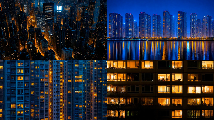 万家灯火 元旦过年小区团圆团聚 城市夜晚