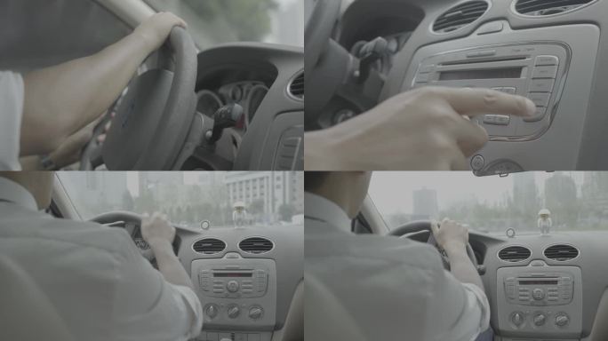 男子开车播放广播