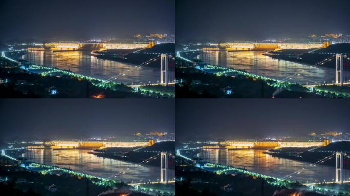 三峡大坝夜景特写延时