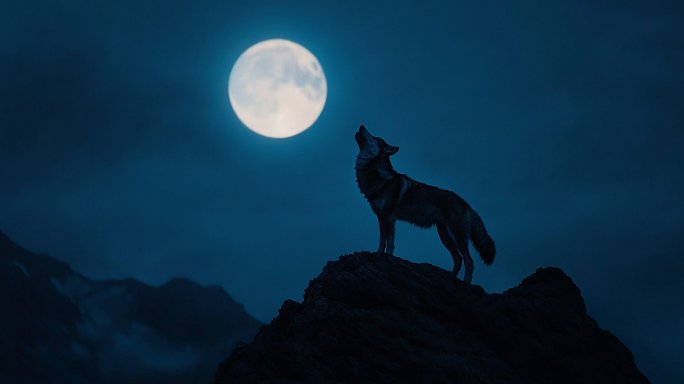 月光下的狼 孤独狼嚎 满月与狼