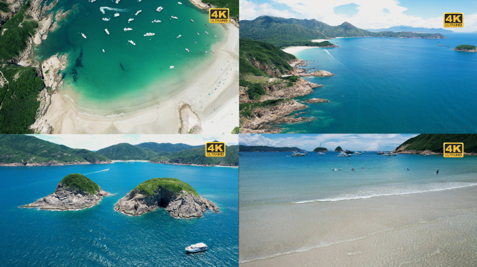 【4K】航拍中国香港大浪西湾美丽自然风光