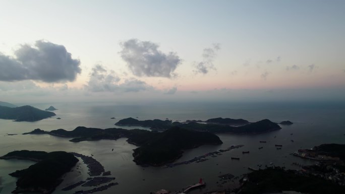 海岛滩涂海上日出自然风光航拍