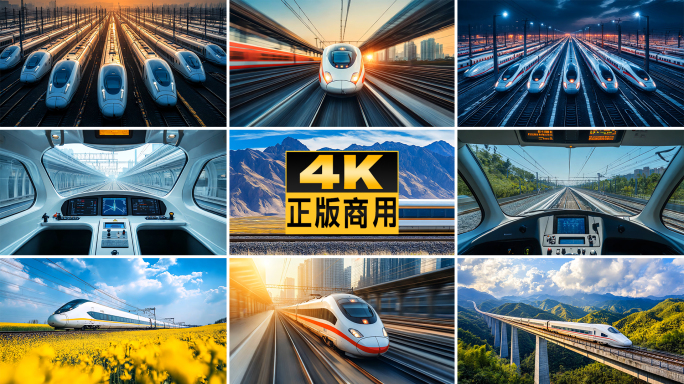 中国高铁动车行驶穿梭城市山区旅游风景日出