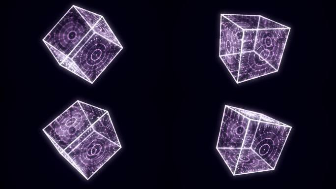 抽象的蓝色立方体与连接点和线。大数据可视化。区块链技术概念。线框网络连接结构带圆。3 d渲染。