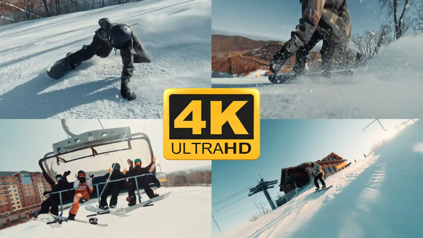 年轻人雪场滑雪