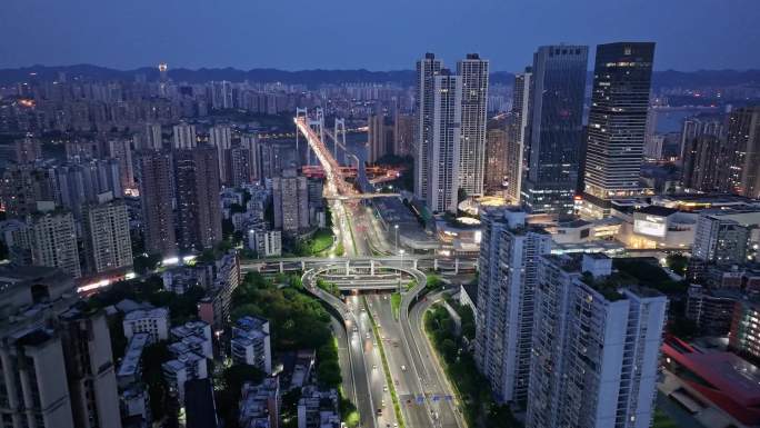 谢家湾立交夜景航拍