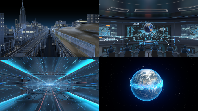 4k科技城市穿梭发展未来AE-C4D