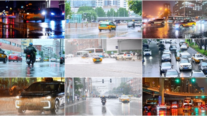 雨天出租车滴滴网约车行驶