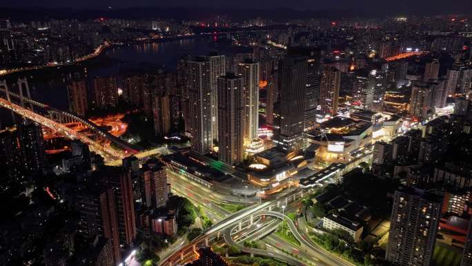 谢家湾立交夜景航拍延时