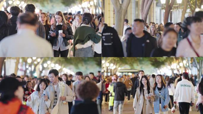 哈尔滨中央大街游客外国人