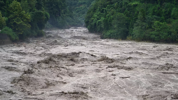 洪水泥石流自然灾害暴雨山洪实拍素材