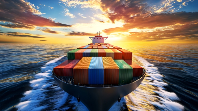 货轮航行轮船船队港口一带一路海上贸易-A