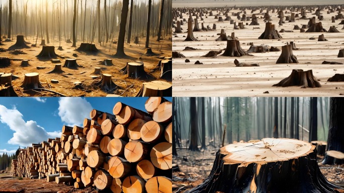 砍伐森林树木破坏生态环境