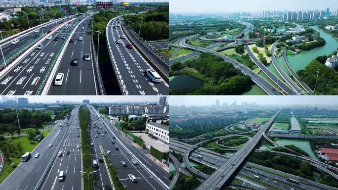 航拍城市立交桥 公路网 苏州交通