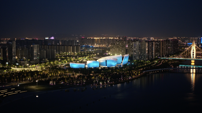 【悟3】西安奥体中心夜景8k航拍素材
